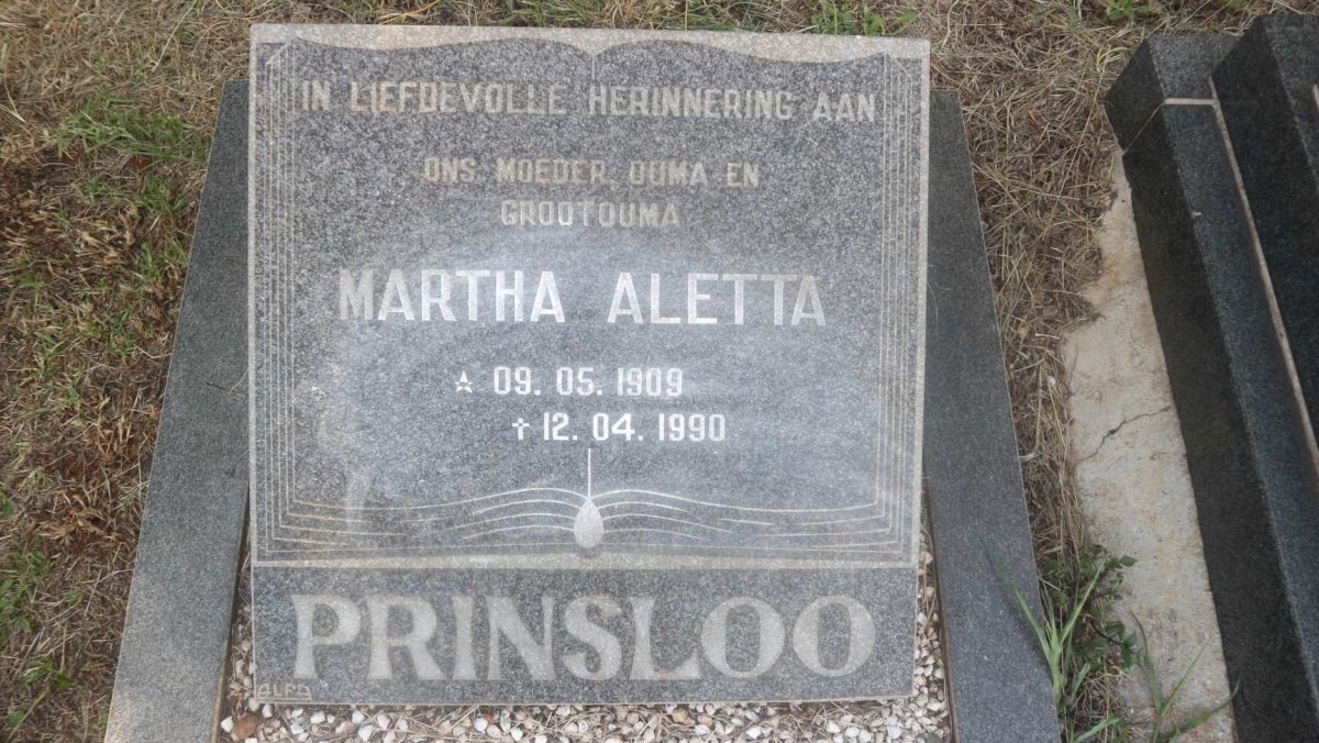 PRINSLOO Martha Aletta 1909-1990