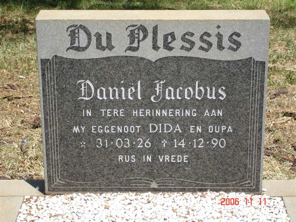 PLESSIS Daniël Jacobus, du 1926-1990