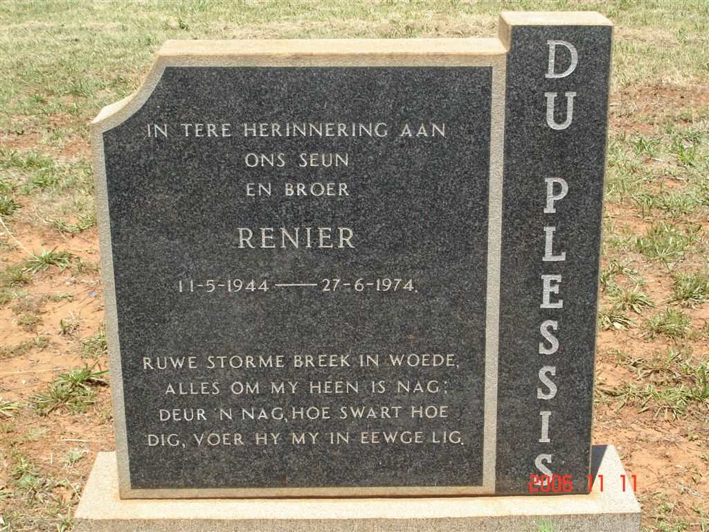 PLESSIS Renier, du 1944-1974