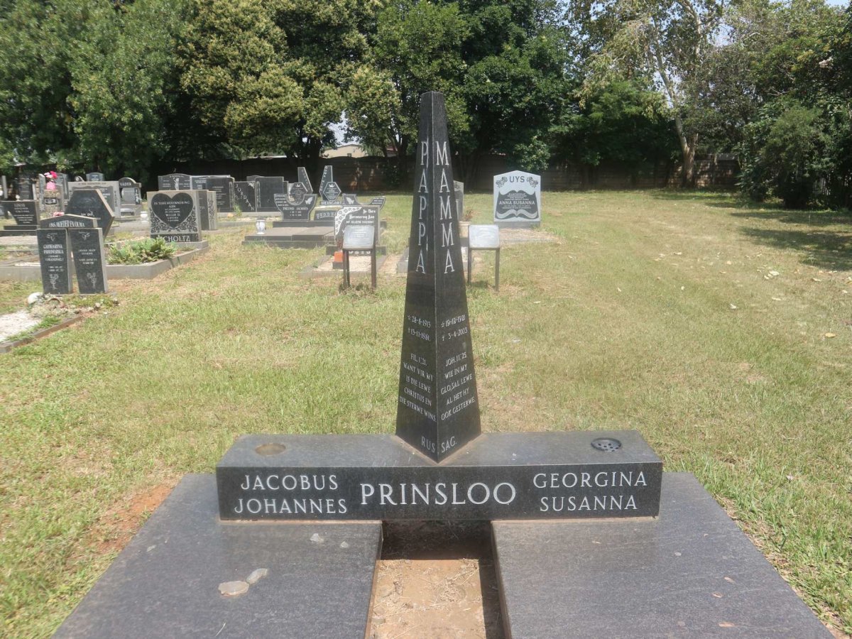 PRINSLOO Jacobus Johannes 1913-1981 &amp; Georgina Susanna 1921-2003