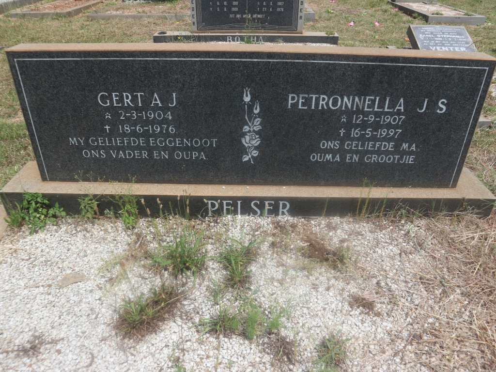 PELSER Gert A.J. 1904-1976 &amp; Petronella J.S. 1907-1997