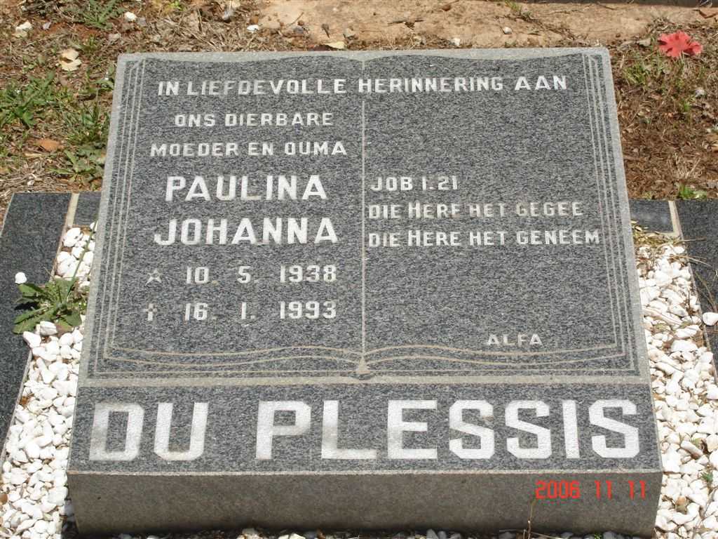 PLESSIS Paulina Johanna, du 1938-1993