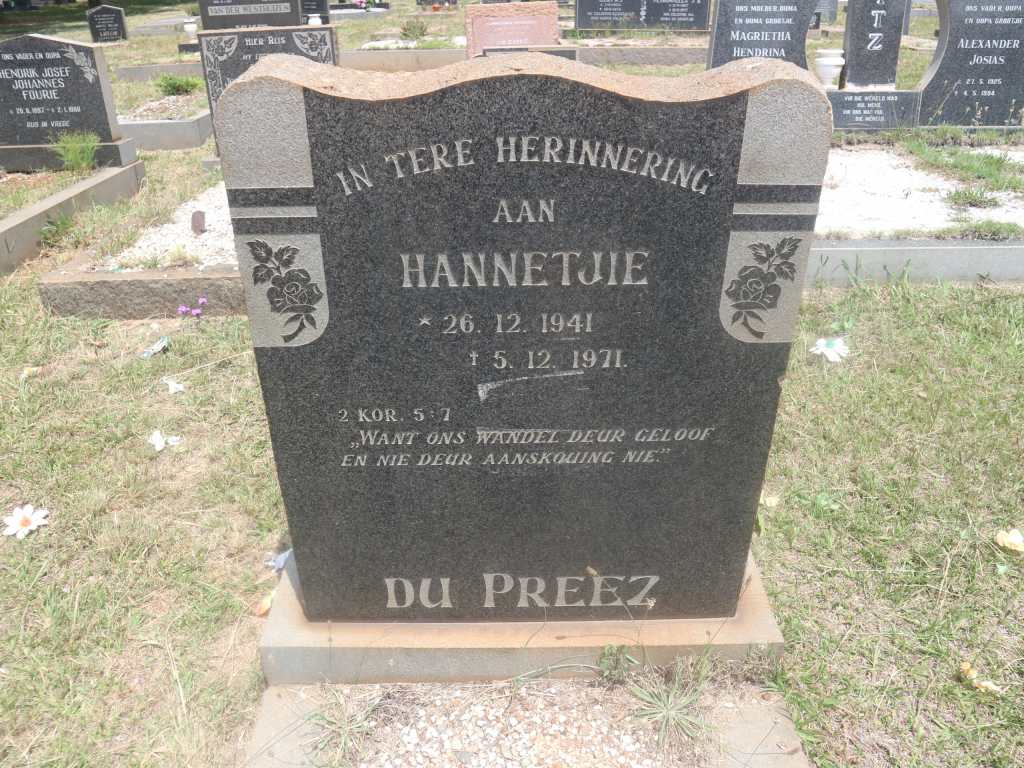 PREEZ Hannetjie, du 1941-1971