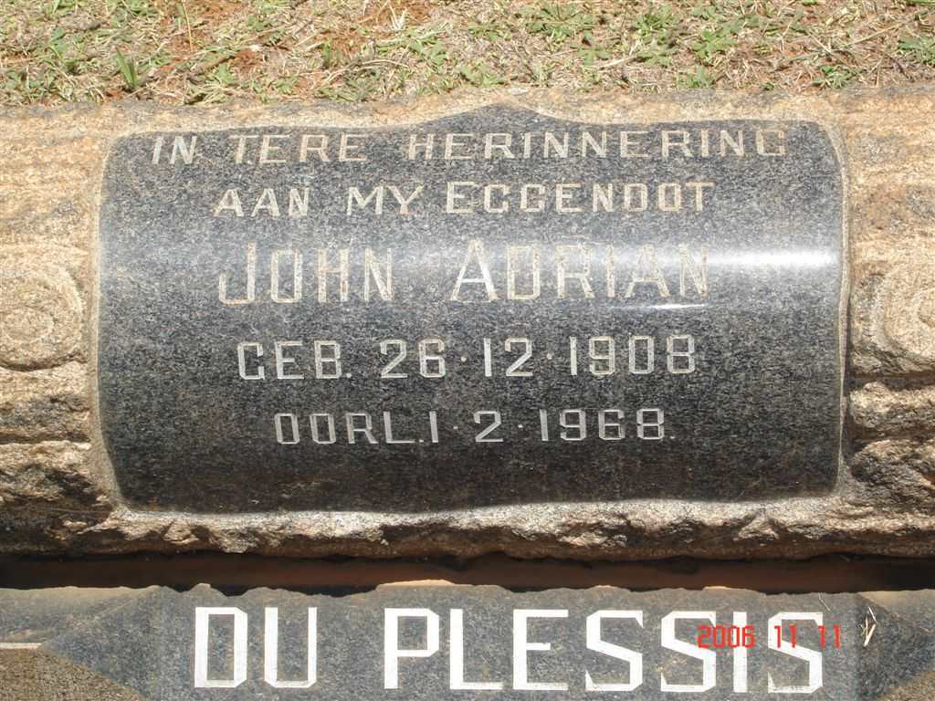 PLESSIS John Adrian, du 1908-1968
