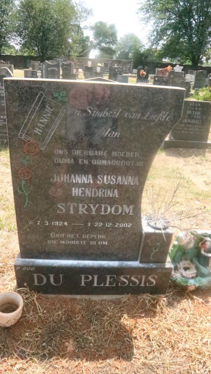 PLESSIS Johanna Susanna Hendrina, du nee STRYDOM 1924-2002