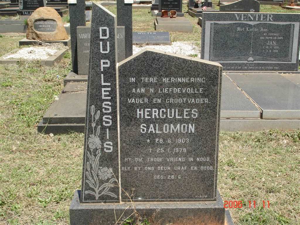 PLESSIS Hercules Salomon, du 1903-1978