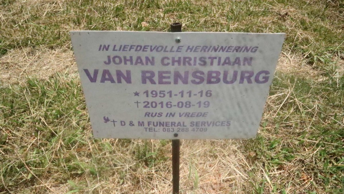 RENSBURG Johan Christiaan, van 1951-2016
