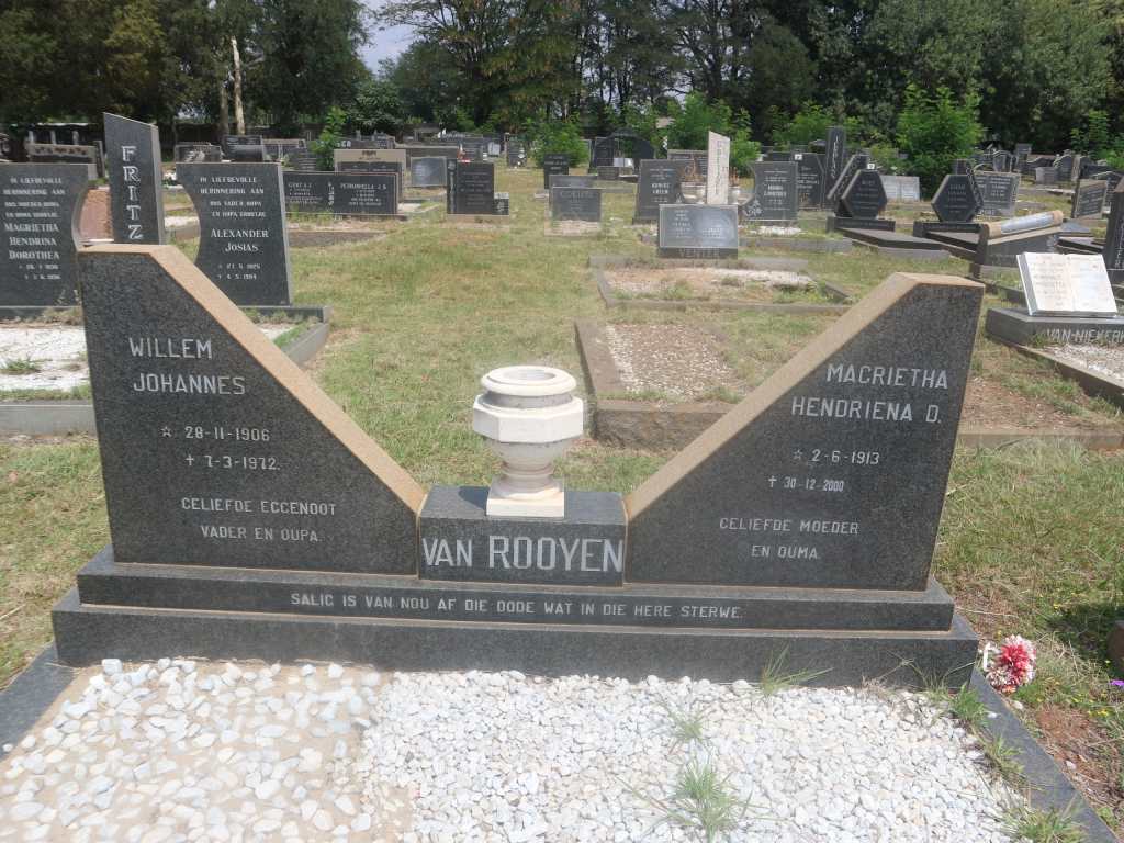 ROOYEN Willem Johannes, van 1906-1972 &amp; Magrietha Hendriena D. 1913-2000