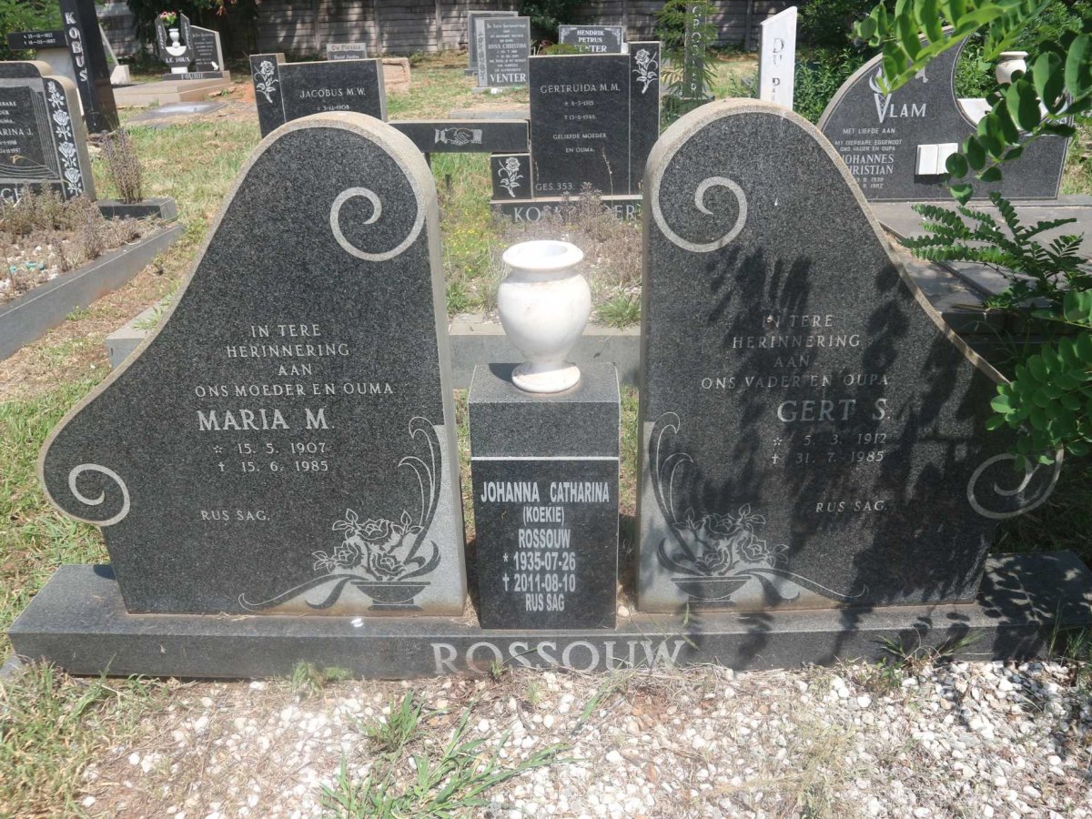 ROSSOUW Gert S. 1912-1985 &amp; Maria M. 1907-1985 :: ROSSOUW Johanna Catharina 1935-2011