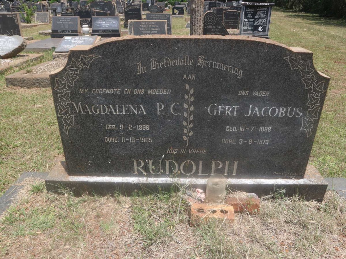 RUDOLPH Gert Jacobus 1888-1973 &amp; Magdalena P.C. 1896-1965