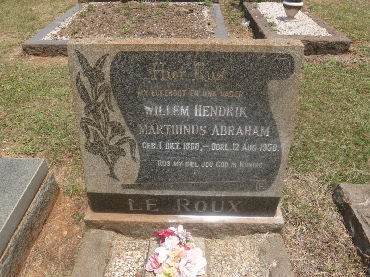 ROUX Willem Hendrik Marthinus Abraham, le 1868-1958