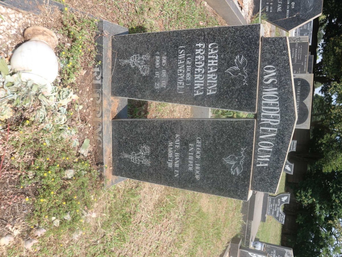 RUPPING Catharina Frederika nee SWANEPOEL 1915-1990