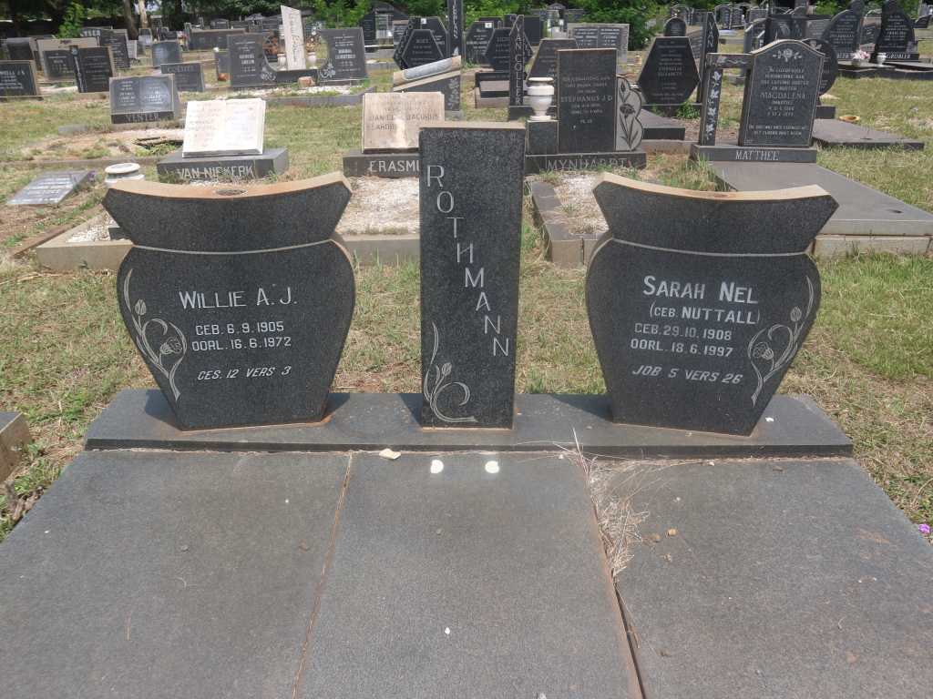 ROTHMANN Willie A.J. 1905-1972 &amp; Sarah Nel NUTTALL 1908-1997