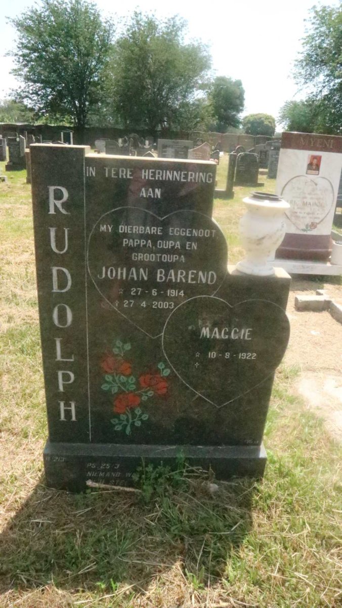 RUDOLPH Johan Barend 1914-2003 &amp; Maggie 1922-