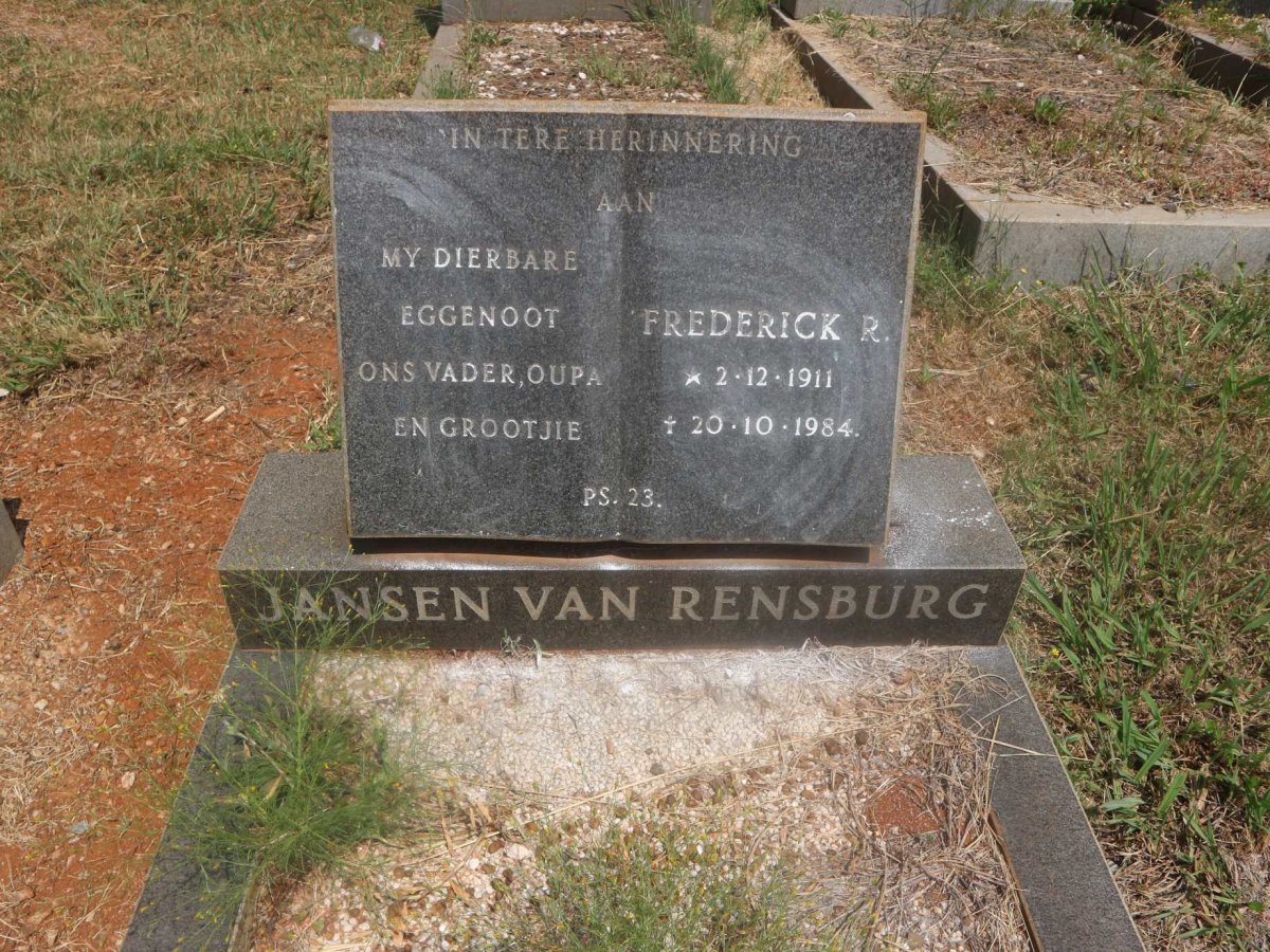 RENSBURG Frederick R., Jansen van 1911-1984