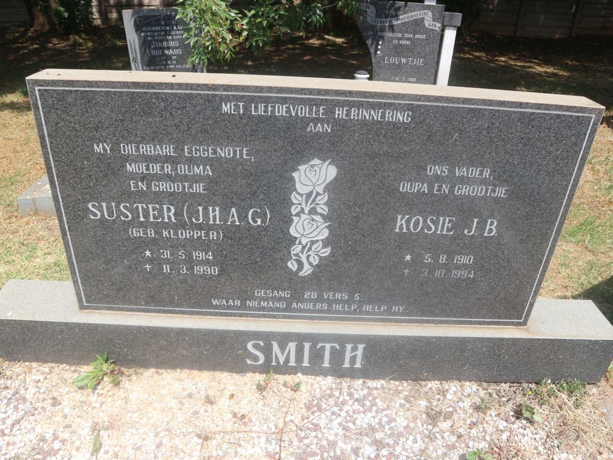 SMITH J.B. 1910-1994 &amp; J.H.A.G. 1914-1990