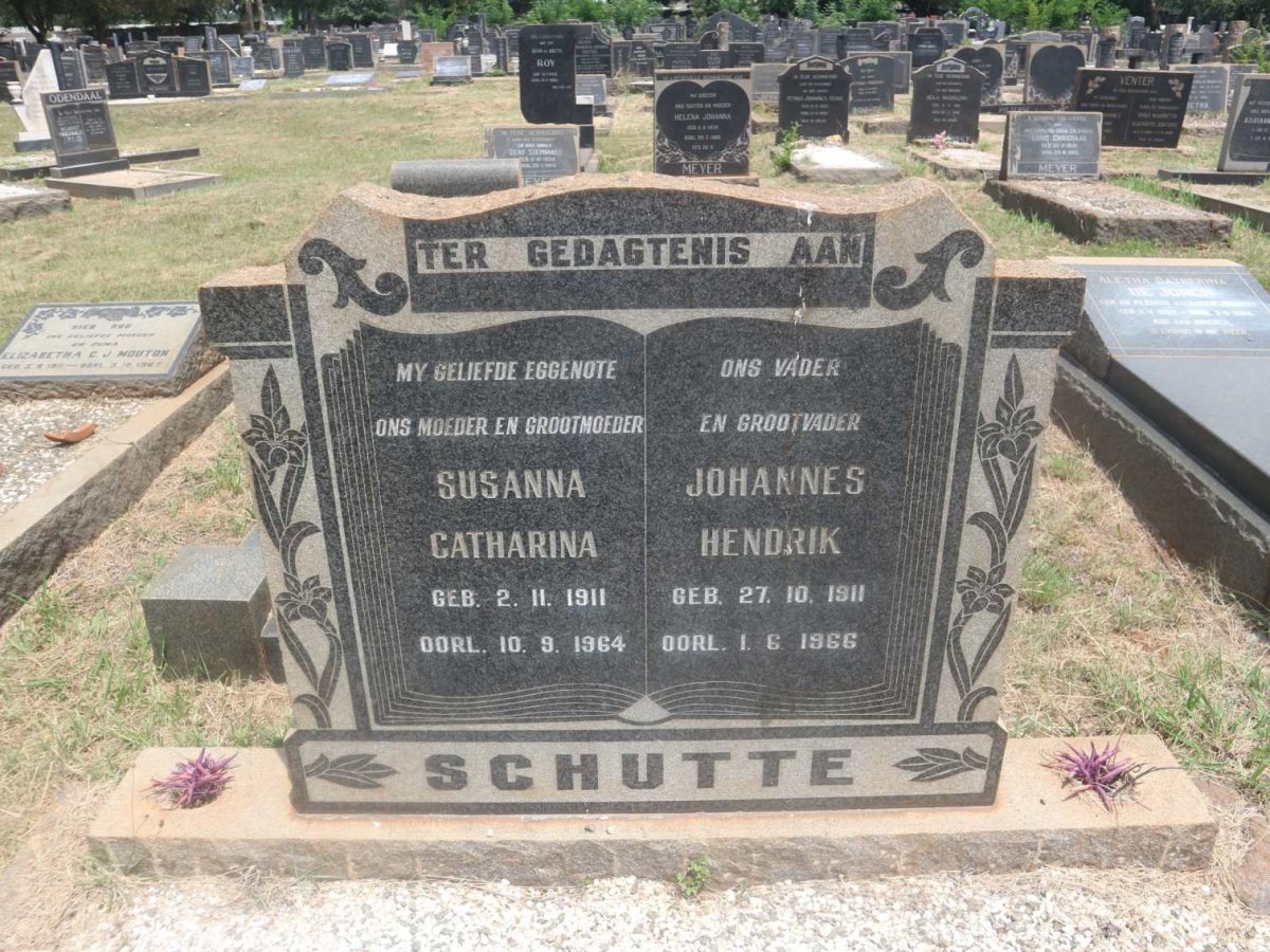 SCHUTTE Johannes Hendrik 1911-1966 &amp; Susanna Catharina 1911-1964