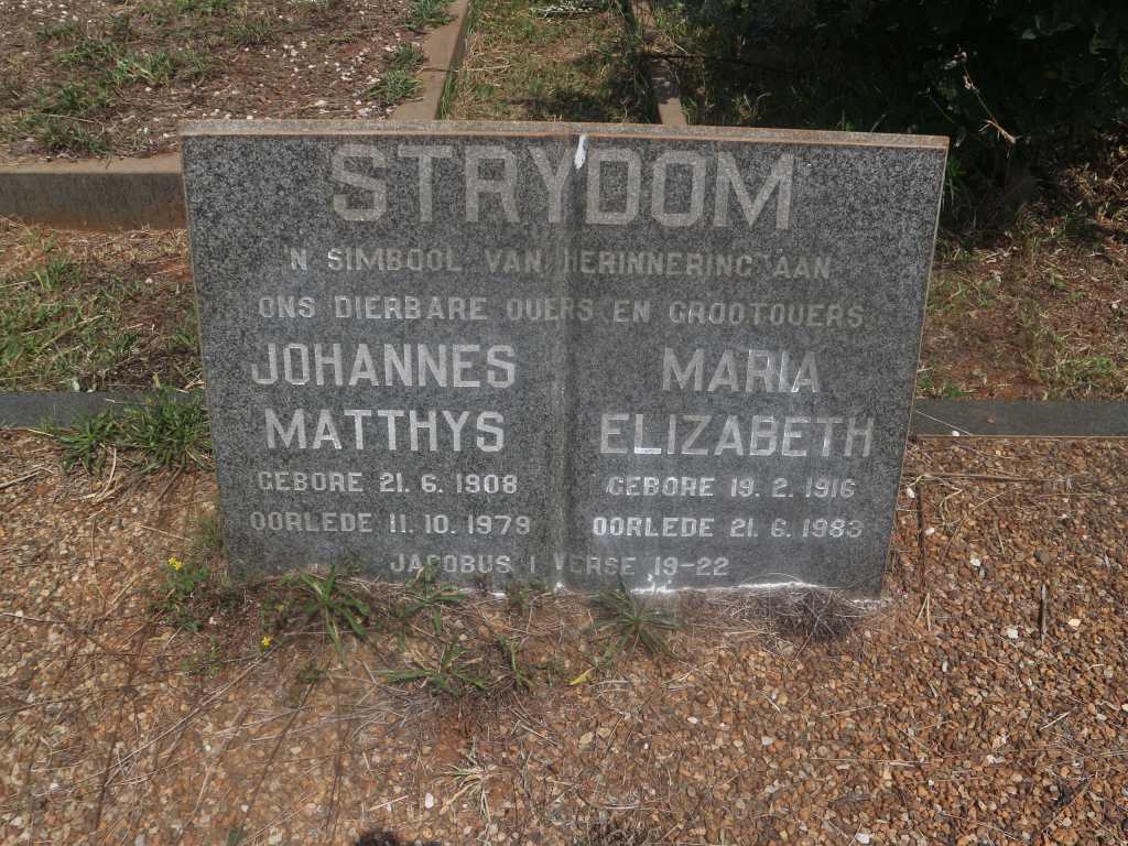 STRYDOM Johannes Matthys 1908-1979 &amp; Maria Elizabeth 1916-1983