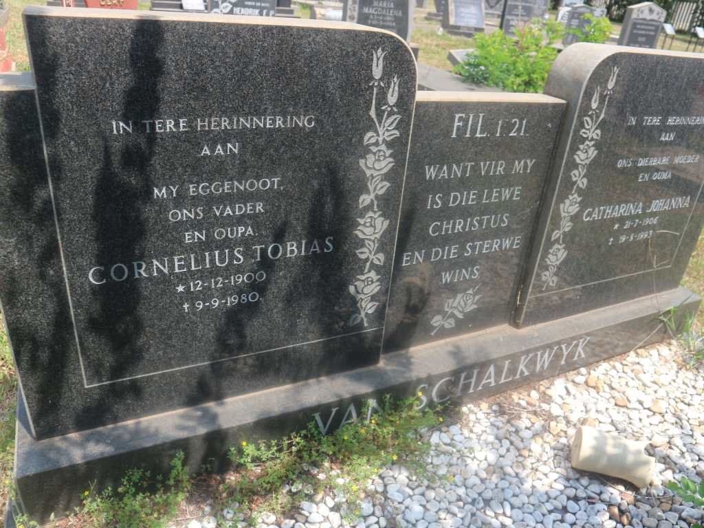 SCHALKWYK Cornelius Tobias, van 1900-1980 &amp; Catharina Johanna 1906-1993