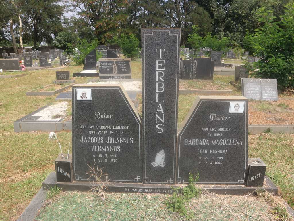 TERBLANS Jacobus Johannes Hermanus 1914-1976 &amp; Barbara Magdelena BASSON 1919-1990