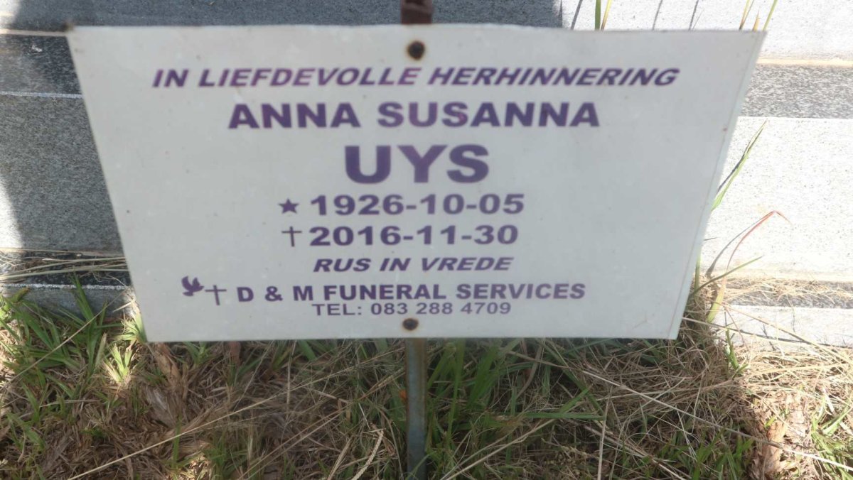 UYS Anna Susanna 1926-2016