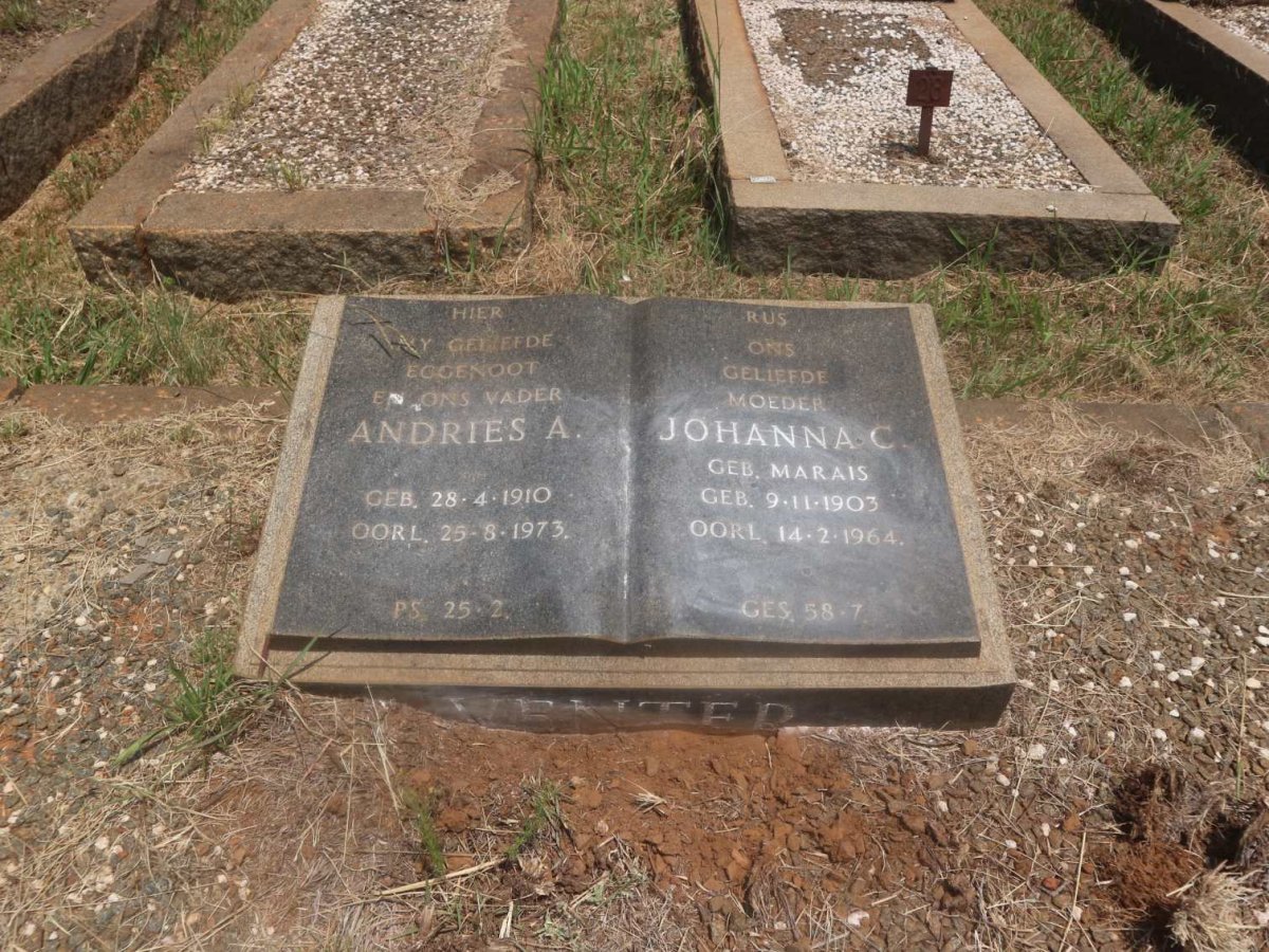 VENTER Andries A. 1910-1973 &amp; Johanna C. MARAIS 1903-1964