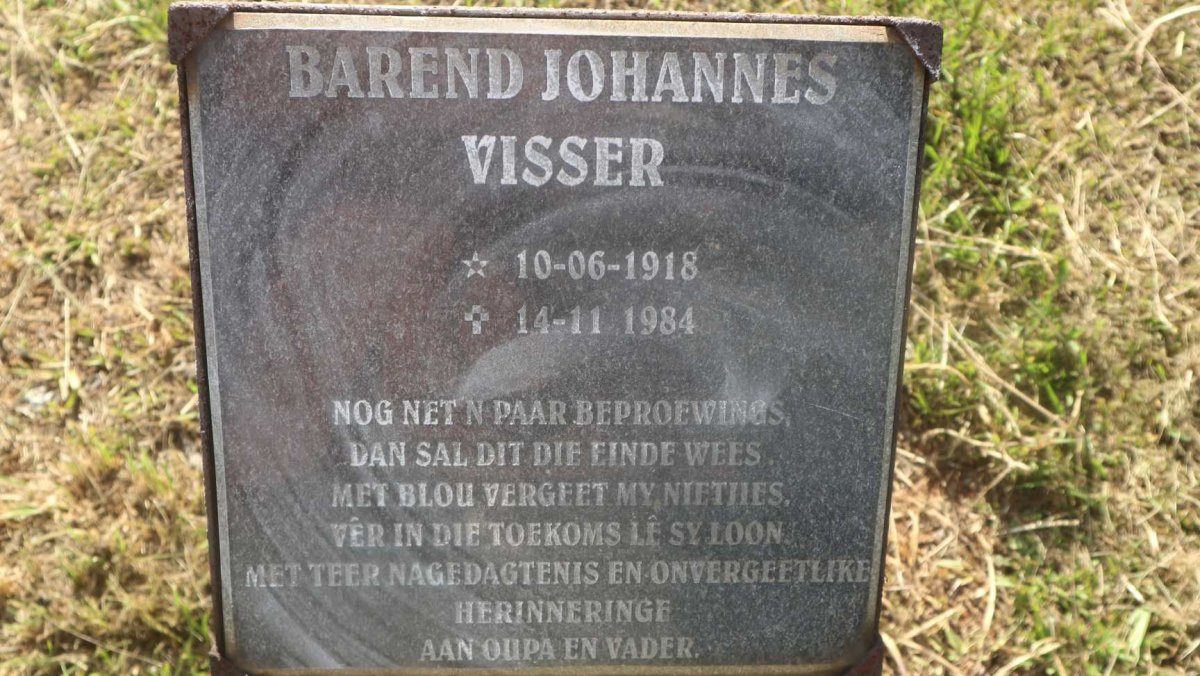 VISSER Barend Johannes 1918-1984