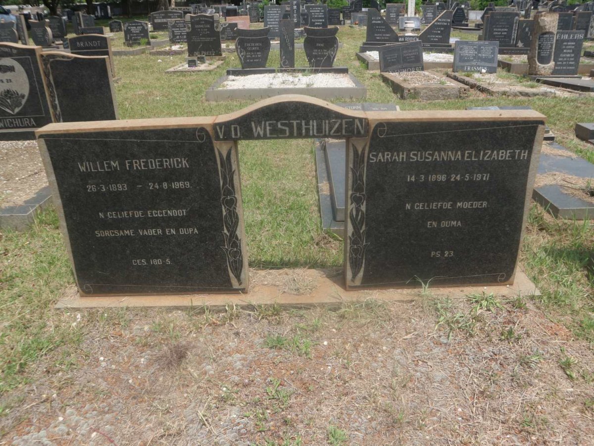 WESTHUIZEN Willem Frederick, v.d. 1893-1969 &amp; Sarah Susanna Elizabeth 1896-1971
