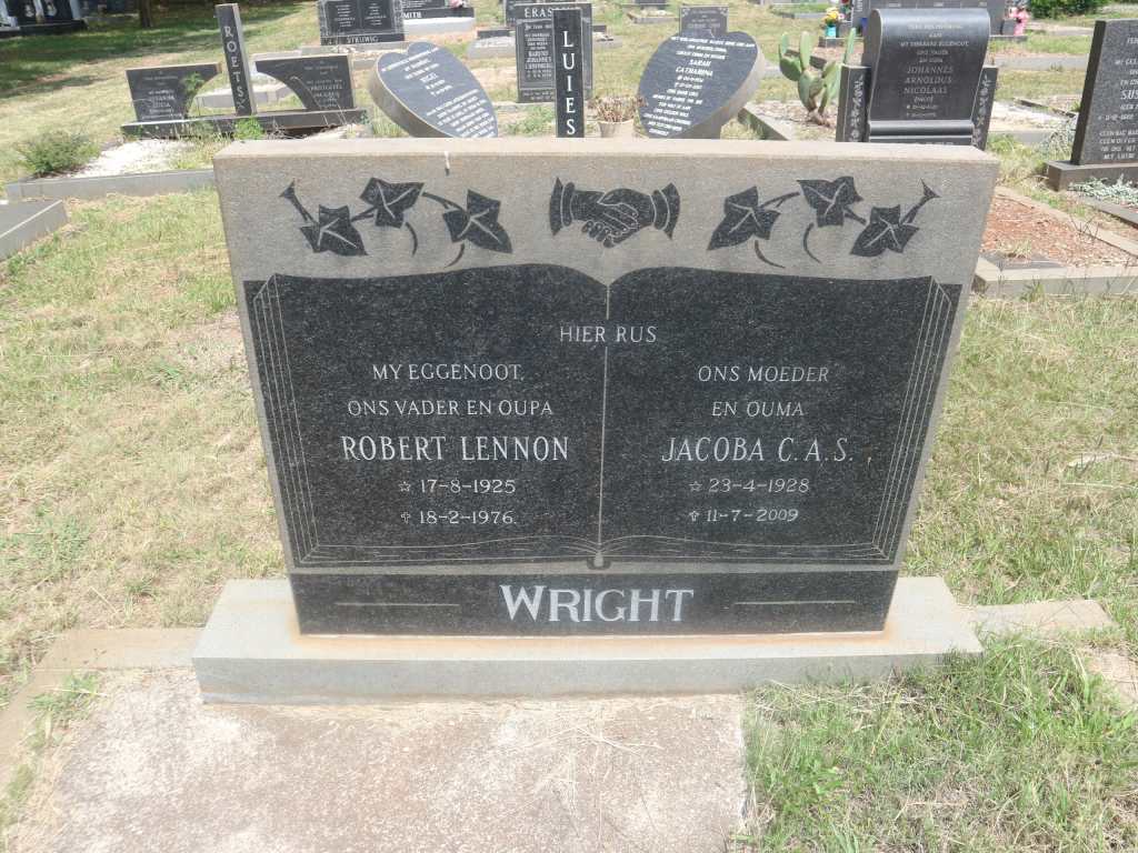 WRIGHT Robert Lennon 1925-1976 &amp; Jacoba C.A.S. 1928-2009