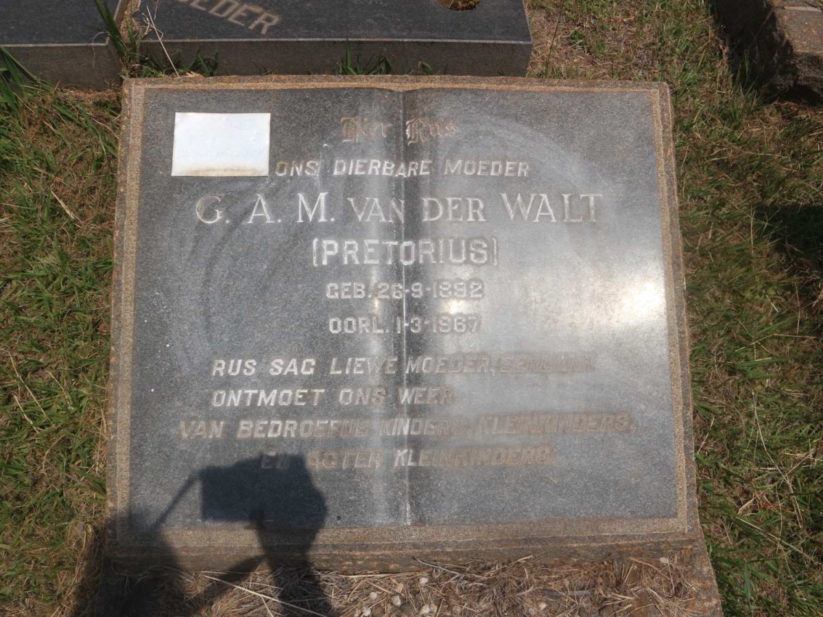 WALT G.A.M., van der nee PRETORIUS 1892-1967