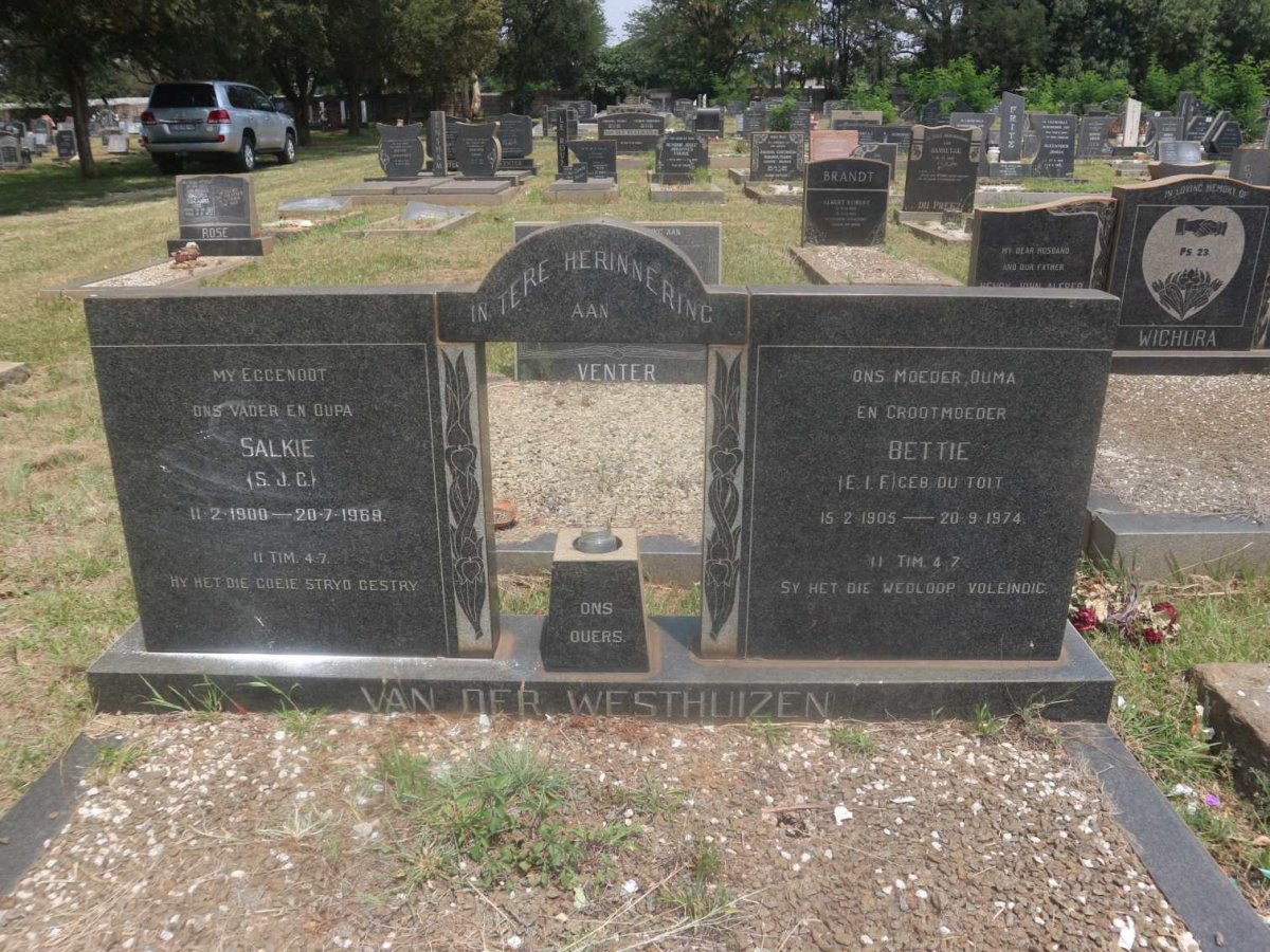 WESTHUIZEN S.J.C., van der 1900-1969 &amp; E.I.F. DU TOIT 1905-1974