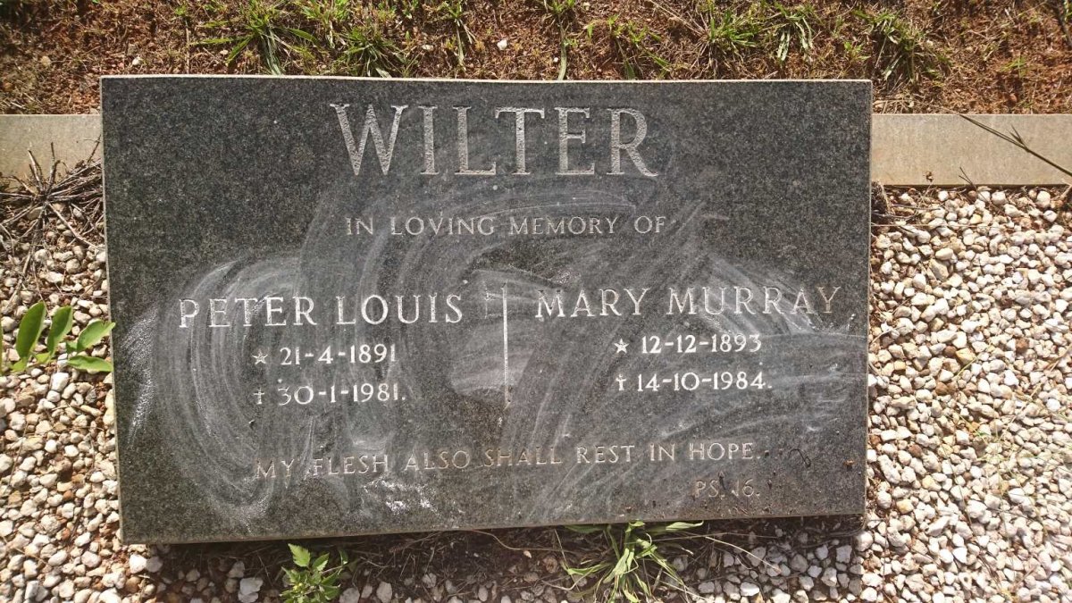 WILTER Peter Louis 1891-1981 &amp; Mary MURRAY 1893-1984