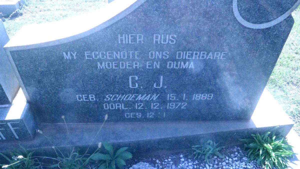 ?FF C.J. nee SCHOEMAN 1889-1972