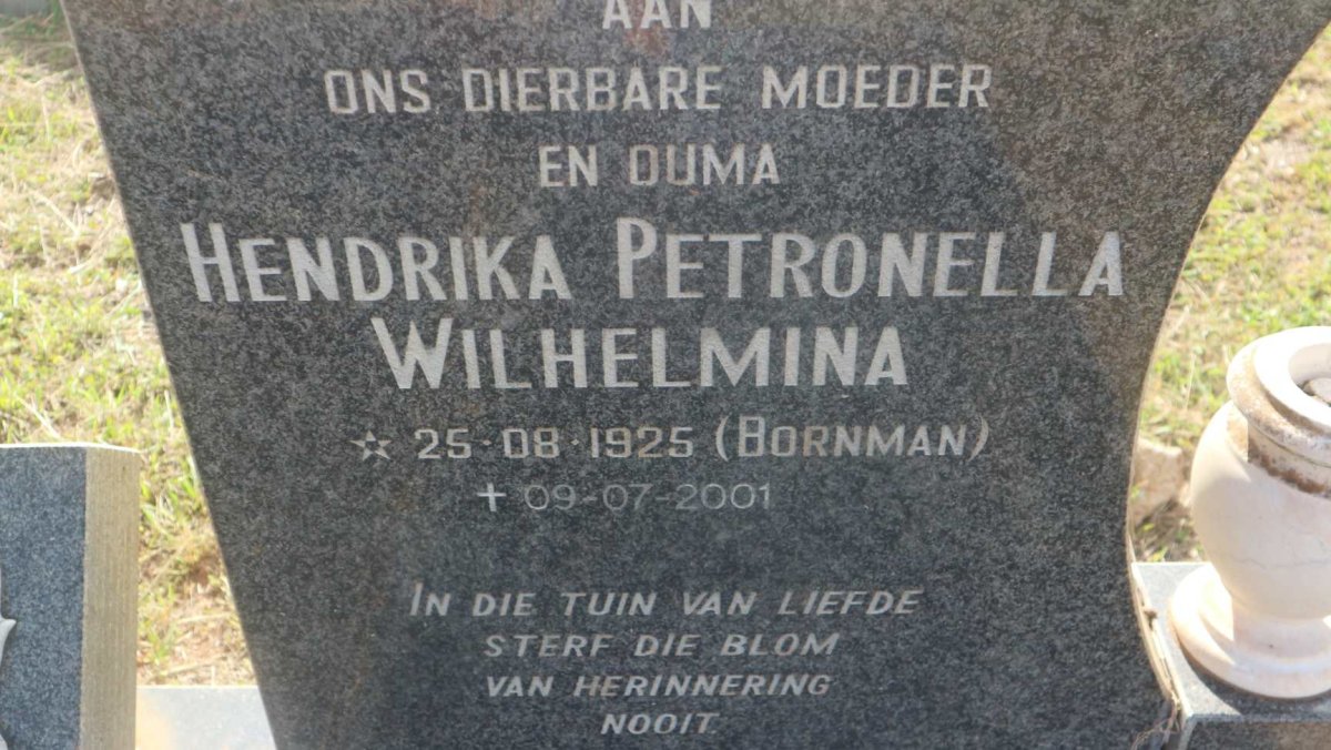? Stephanus Johannes 1915-1982 &amp; Hendrika Petronella Wilhelmina BORNMAN 1925-2001