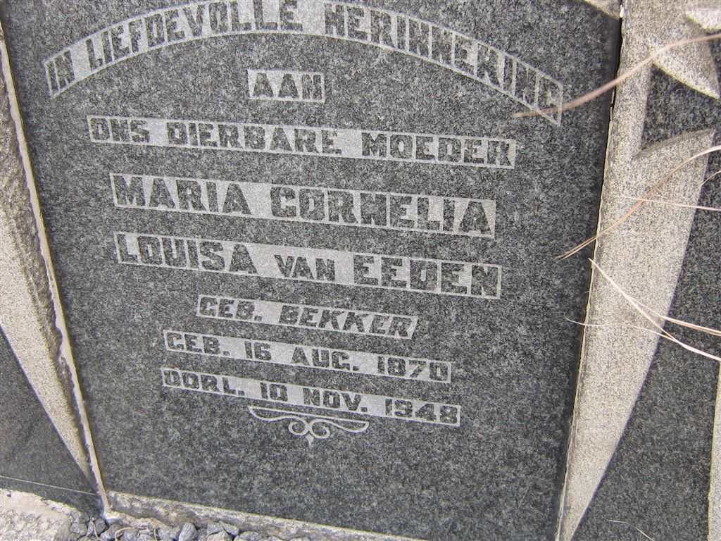 EEDEN Maria Cornelia Louisa, van nee BEKKER 1870-1948