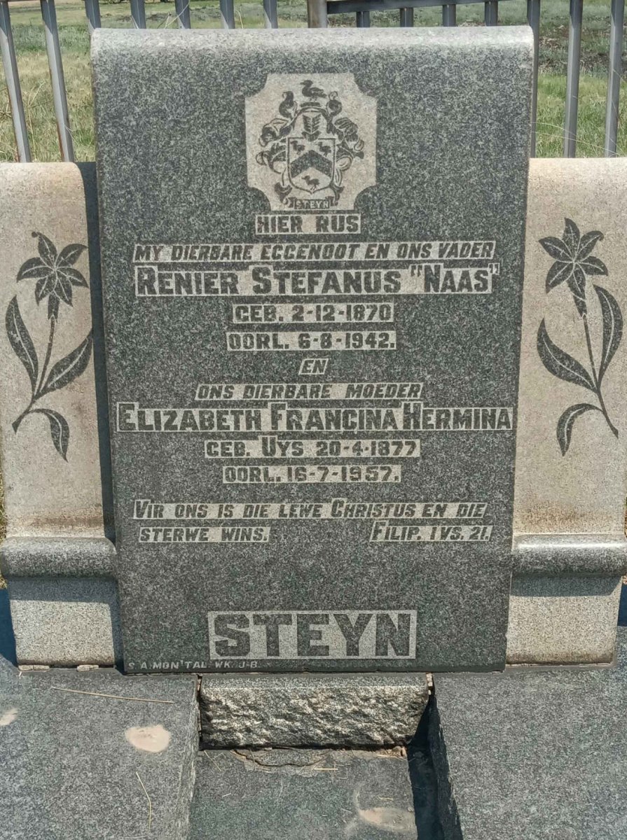 STEYN Renier Stefanus 1870-1942 & Elizabeth Francina Hermina UYS 1877-1957