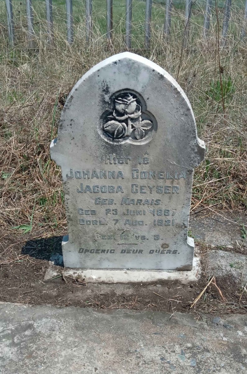 GEYSER Johanna Conelia Jacoba nee MARAIS 1897-1921