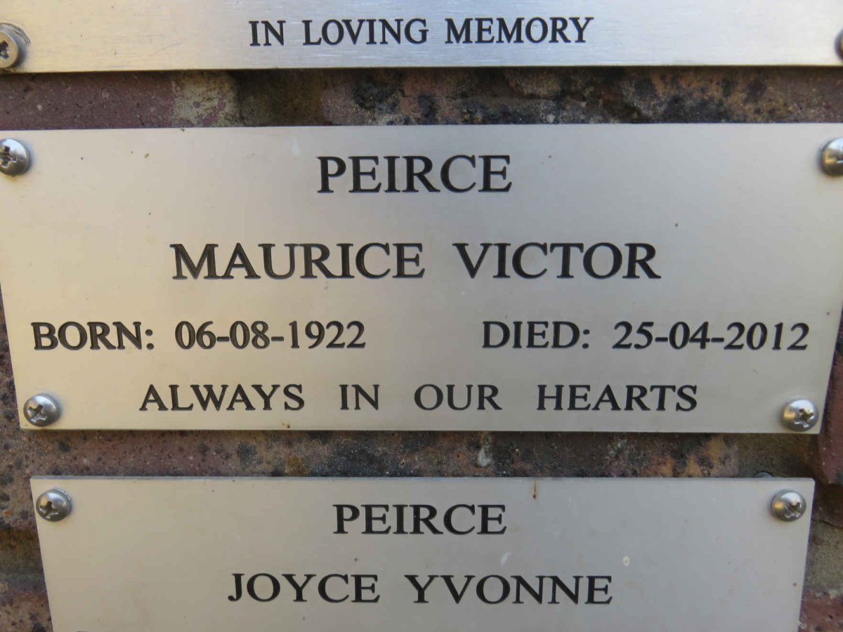 PEIRCE Maurice Victor 1922-2012