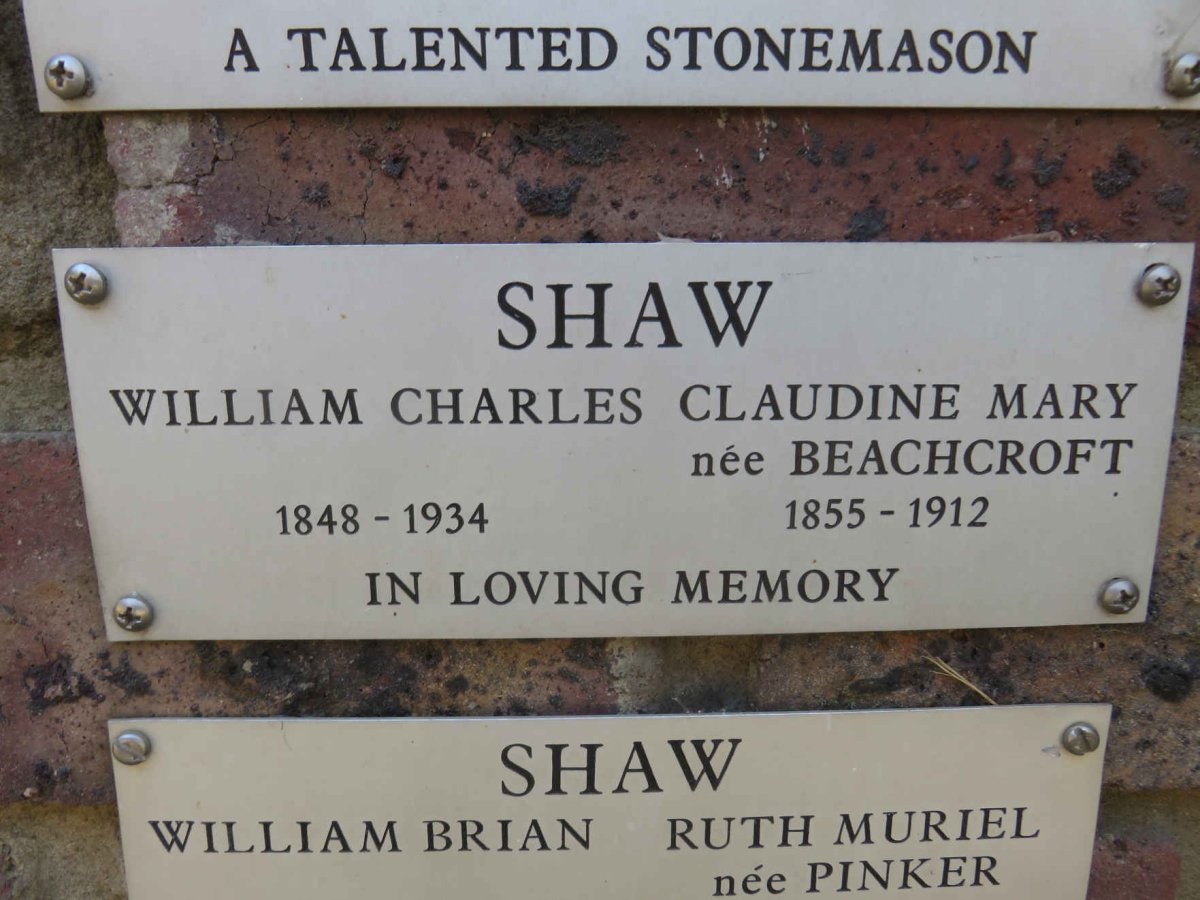 SHAW William Charles 1848-1934 &amp; Claudine Mary BEACHCROFT 1855-1912