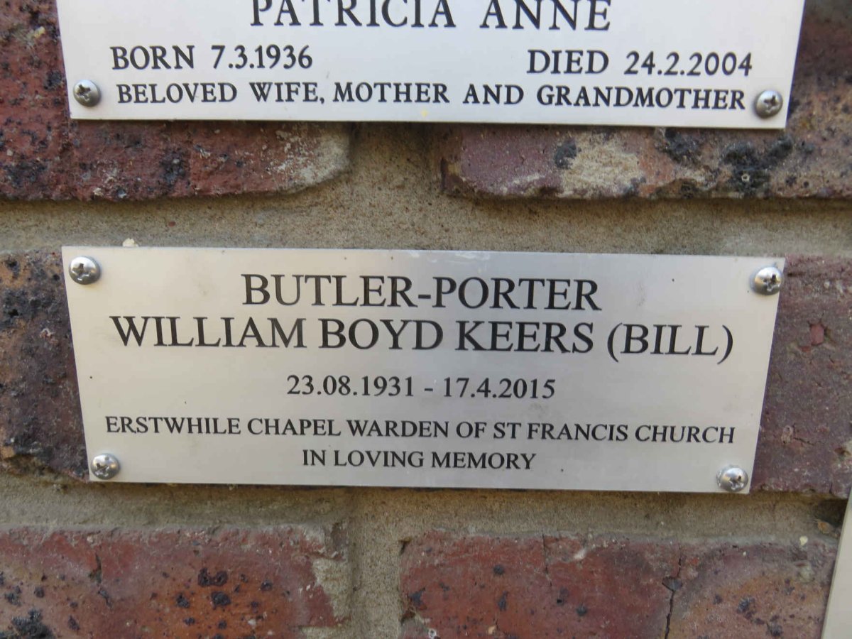 PORTER William Boyd Keers, BUTLER 1931-2015