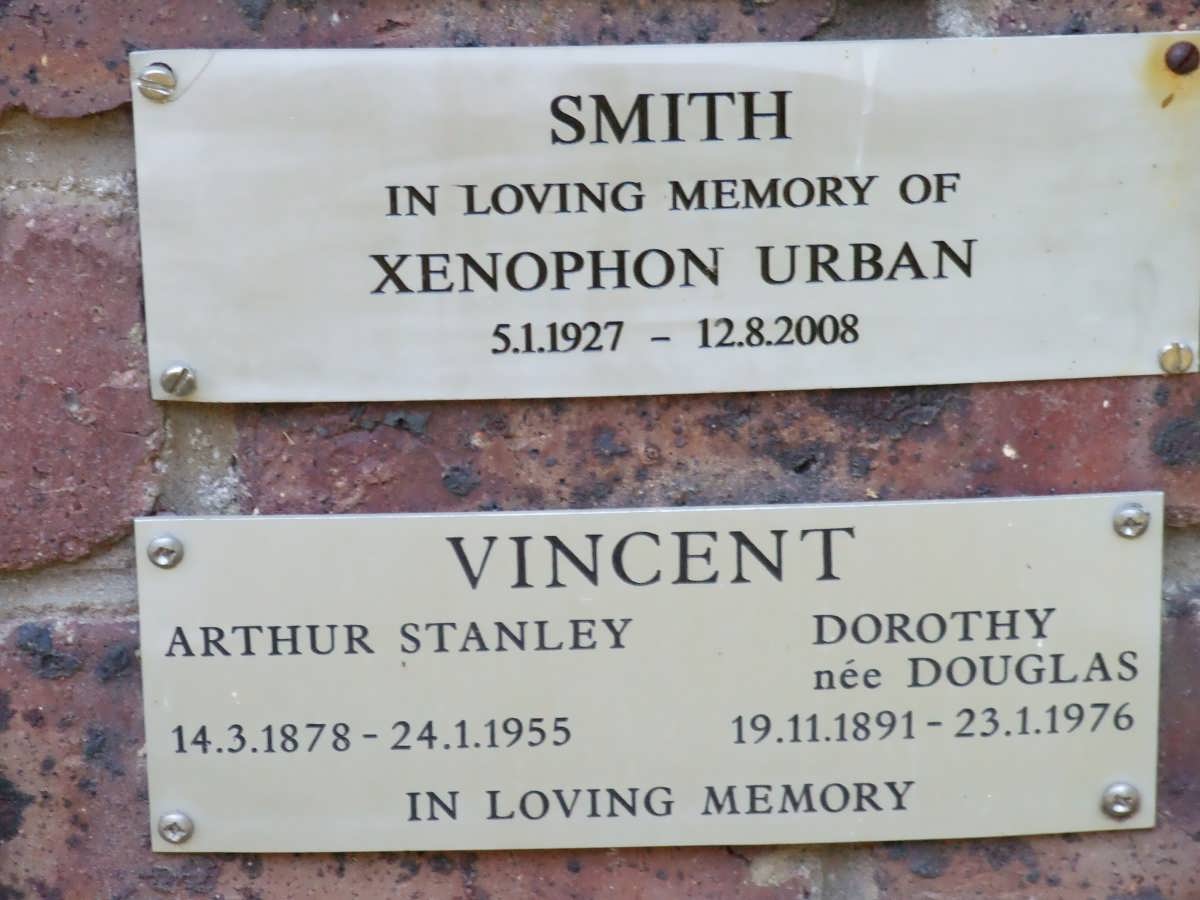 SMITH Xenophon Urban 1927-2008 :: VINCENT Arthur Stanley 1878-1955 &amp; Dorothy DOUGLAS 1891-1976
