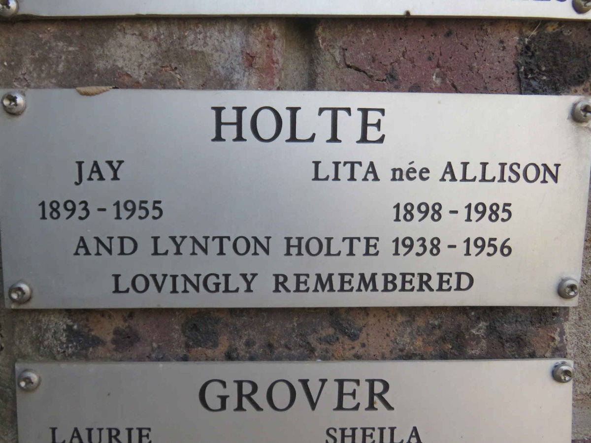 HOLTE Jay 1893-1955 &amp; Lita ALLISON 1898-1985 :: HOLTE Lynton 1938-1956