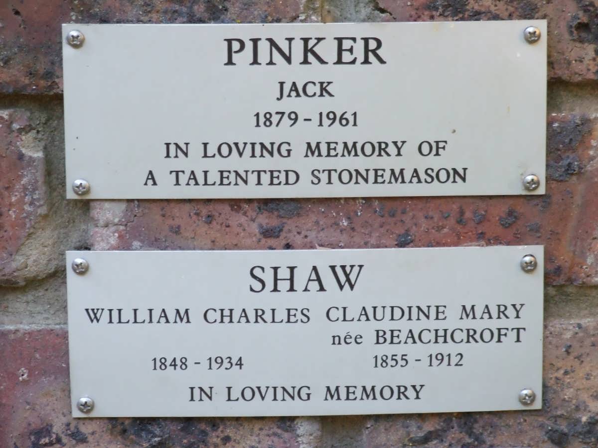 PINKER Jack 1879-1961 :: SHAW William Charles 1848-1934 &amp; Claudine Mary BEACHCROFT 1855-1912