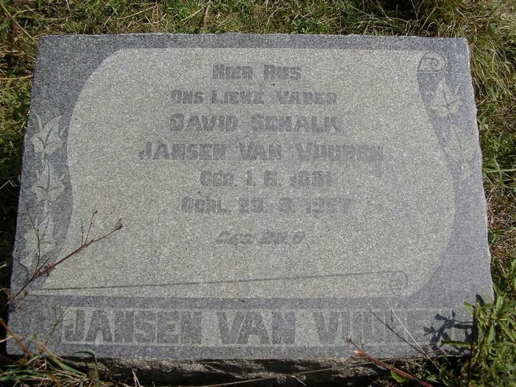 VUUREN David Schalk, Jansen van 1881-1957