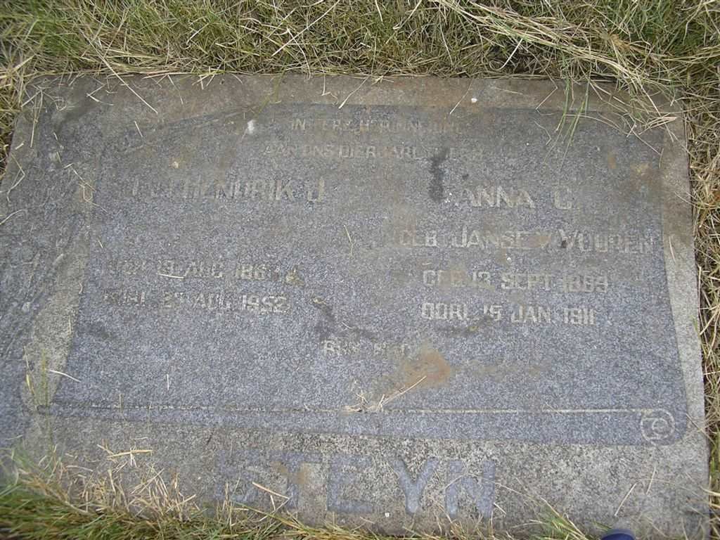 STEYN Jan Hendrik J. 1867-1952 &amp; Anna C. JANSE V. VUUREN 1869-1911