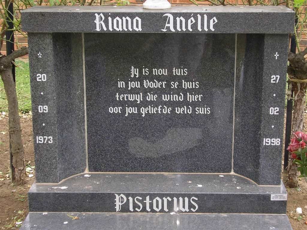 PISTORIUS Riana Anélle 1973-1998