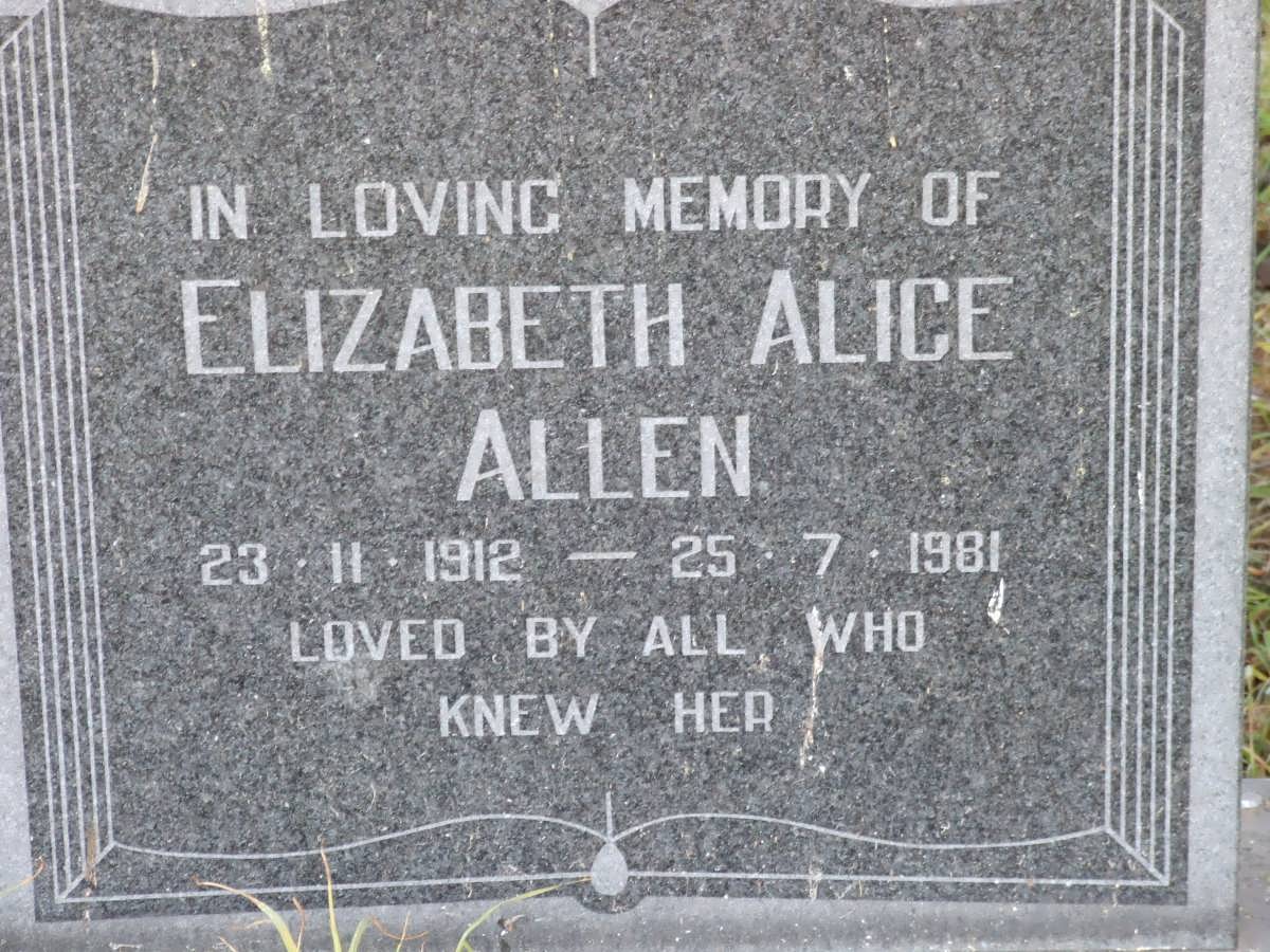 ALLEN Elizabeth Alice 1912-1981