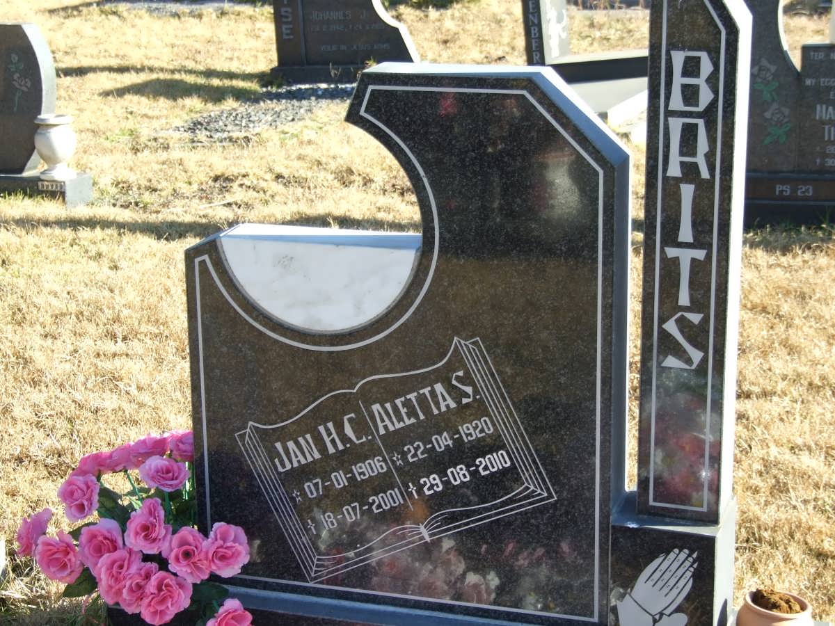BRITS Jan H.C. 1906-2001 &amp; Aletta S. 1920-2010