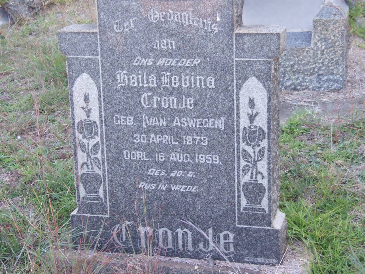 CRONJE Heila Levina nee VAN ASWEGEN 1873-1959