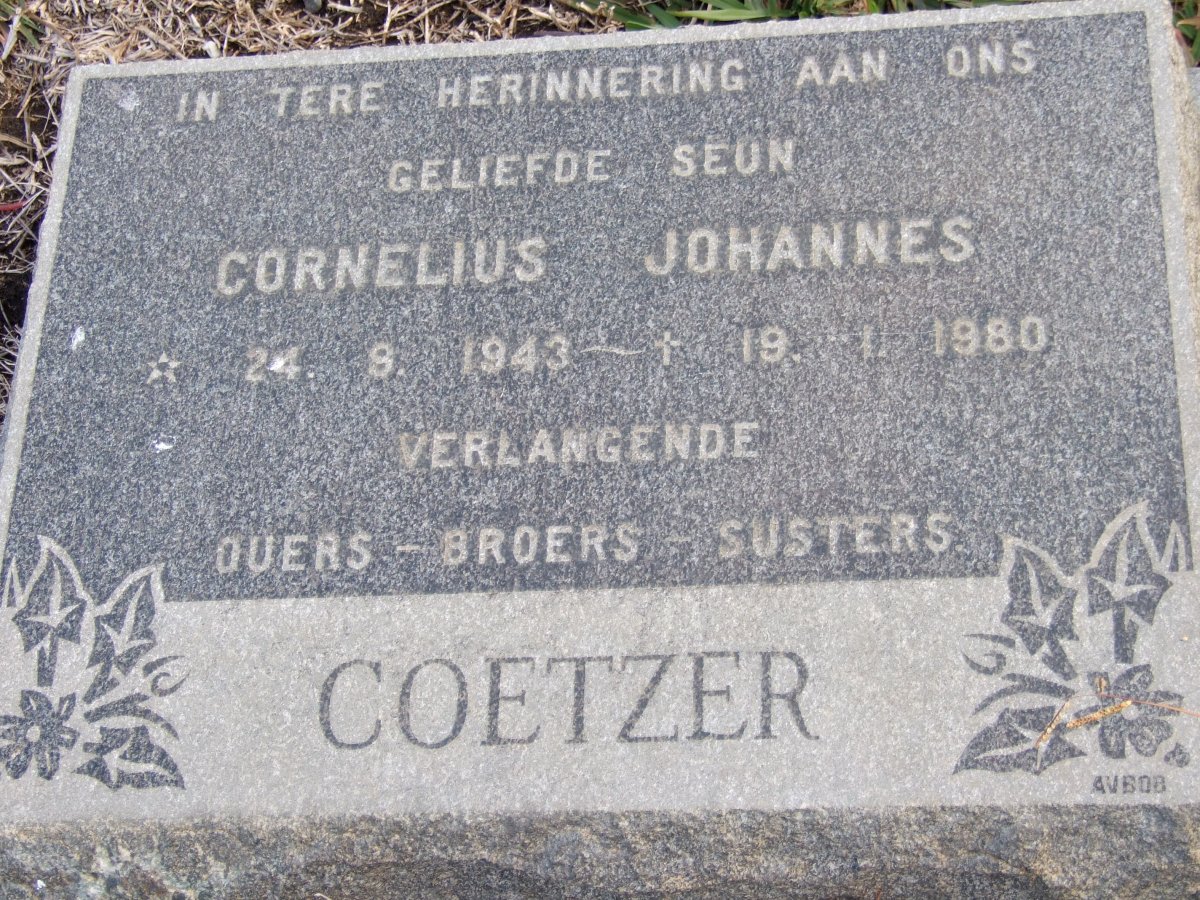 COETZER Cornelius Johannes 1943-1980